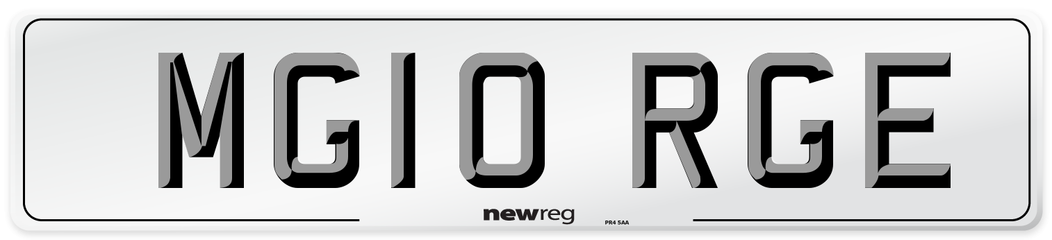 MG10 RGE Number Plate from New Reg